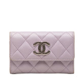 シャネル マトラッセ ココマーク カードケース 名刺入れ パープル キャビアスキン レディース CHANEL 中古