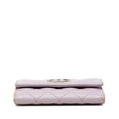 シャネル マトラッセ ココマーク カードケース 名刺入れ パープル キャビアスキン レディース CHANEL 中古