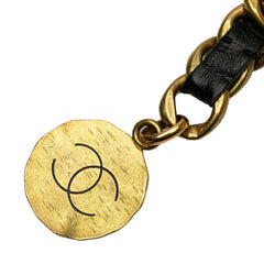 シャネル ココマーク ベルト ゴールド ブラック メッキ レザー レディース CHANEL 【中古】