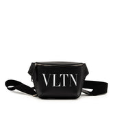 ヴァレンティノ VLTNロゴ ボディバッグ ウエストバッグ ブラック ホワイト レザー レディース VALENTINO 【中古】