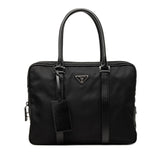 プラダ 三角ロゴプレート ビジネスバッグ ブリーフケース ブラック ナイロン レザー メンズ PRADA 【中古】