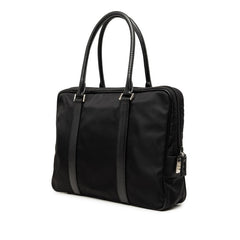 プラダ 三角ロゴプレート ビジネスバッグ ブリーフケース ブラック ナイロン レザー メンズ PRADA 【中古】