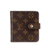 ルイ ヴィトン モノグラム コンパクトジップ 二つ折り財布 コンパクトウォレット M61667 ブラウン PVC レザー レディース LOUIS VUITTON 【中古】