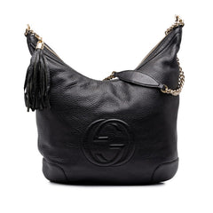 グッチ ソーホー インターロッキングG チェーン ショルダーバッグ タッセル 308981 ブラック レザー レディース GUCCI 中古
