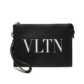 ヴァレンティノ ロックスタッズ VLTNロゴ クラッチバッグ セカンドバッグ ブラック レザー レディース VALENTINO 中古