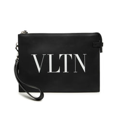 ヴァレンティノ ロックスタッズ VLTNロゴ クラッチバッグ セカンドバッグ ブラック レザー レディース VALENTINO 中古