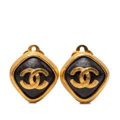 シャネル ココマーク ヴィンテージ スクエア イヤリング 97A 刻印 ゴールド ブラック メッキ レディース CHANEL 【中古】