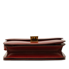 セリーヌ クラシック ボックス ショルダーバッグ レッド ボルドー レザー レディース CELINE 中古
