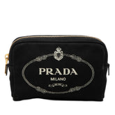 プラダ ロゴ カナパ ミニ ポーチ 小物入れ 1NA021 ブラック キャンバス レディース PRADA 【中古】