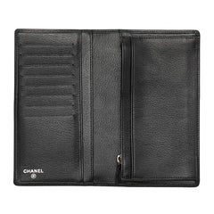 シャネル カメリア ココマーク 長財布 ロングウォレット ブラック カーフスキン レディース CHANEL 【中古】