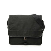 プラダ 三角ロゴプレート 斜め掛け ショルダーバッグ ブラック ナイロン レザー レディース PRADA 【中古】