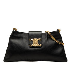 セリーヌ トリオンフ チェーン ショルダーバッグ ブラック レザー レディース CELINE 中古