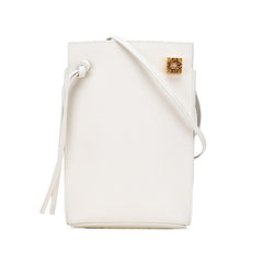 ロエベ アナグラム ダイスポケット 斜め掛け ショルダーバッグ オフホワイト レザー レディース LOEWE 中古