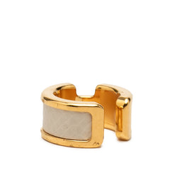 エルメス オランプPM イヤーカフ イヤーアクセサリー ゴールド ホワイト レザー メッキ レディース HERMES 【中古】