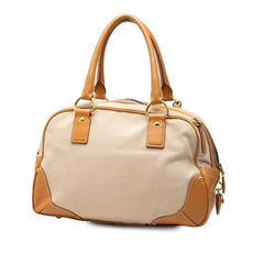 プラダ 三角ロゴプレート ミニボストンバッグ ハンドバッグ ショルダーバッグ 2WAY BL0713 ベージュ ブラウン キャンバス レザー レディース PRADA 【中古】