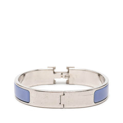 エルメス クリックH PM Hロゴ エナメルブレスレット バングル ブルー系 シルバー メタル レディース HERMES 【中古】