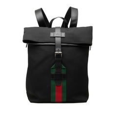 グッチ シェリーライン リュック バックパック 337075 ブラック マルチカラー キャンバス レザー メンズ GUCCI 中古