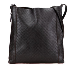 ボッテガヴェネタ イントレチャート 斜め掛け ショルダーバッグ ダークブラウン レザー レディース BOTTEGAVENETA 【中古】