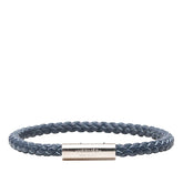 エルメス ゴリアテ ブレスレット シルバー ネイビー レザー メタル レディース HERMES 中古