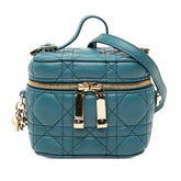 ディオール マイクロ カナージュ バニティバッグ ショルダー ブルー ラムスキン レディース Dior 【中古】