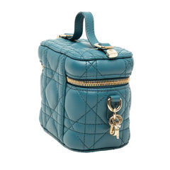 ディオール マイクロ カナージュ バニティバッグ ショルダー ブルー ラムスキン レディース Dior 【中古】