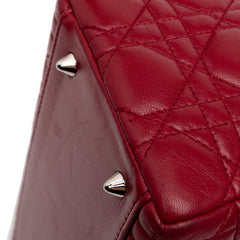 ディオール レディディオール カナージュ ミディアム ハンドバッグ ショルダーバッグ 2WAY レッド レザー レディース Dior 【中古】