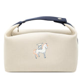 エルメス ブリッドアブラックGM カブリオル ハンドバッグ ベージュ ネイビー コットン レディース HERMES 【中古】