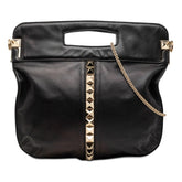 ヴァレンティノ ロックスタッズ チェーンショルダーバッグ ハンドバッグ 2WAY ブラック ゴールド レザー レディース VALENTINO 【中古】