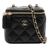 シャネル ココマーク マトラッセ ミニバニティバッグ チェーンショルダーバッグ ブラック ラムスキン レディース CHANEL 【中古】