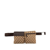グッチ GGキャンバス ウエストバッグ ボディバッグ 28566 ベージュ ブラウン キャンバス レザー レディース GUCCI 【中古】