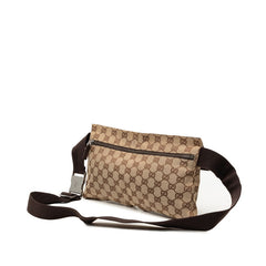 グッチ GGキャンバス ウエストバッグ ボディバッグ 28566 ベージュ ブラウン キャンバス レザー レディース GUCCI 【中古】
