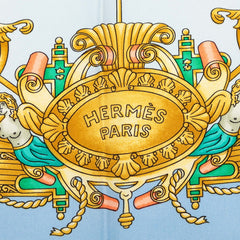 エルメス カレ90 VOILES DE LUMIERE 光の帆船 スカーフ ライトブルー 水色 シルク レディース HERMES 【中古】