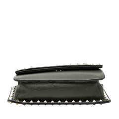 ヴァレンチノ ロックスタッズ 斜め掛け ショルダーバッグ カーキ レザー レディース Valentino 【中古】