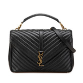 サンローラン YSLモノグラム Vステッチ ハンドバッグ ショルダーバッグ 2WAY ブラック レザー レディース SAINT LAURENT 【中古】
