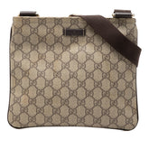 グッチ GGスプリーム 斜め掛け ショルダーバッグ ベージュ ブラウン PVC レザー レディース GUCCI 【中古】