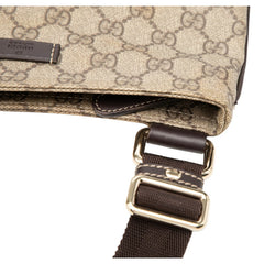 グッチ GGスプリーム 斜め掛け ショルダーバッグ ベージュ ブラウン PVC レザー レディース GUCCI 【中古】
