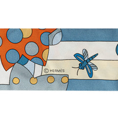 エルメス ツイリー LES MURMURES DE LA FORET 森のささやき スカーフ ブルージーン オレンジ クリーム シルク レディース HERMES 【中古】