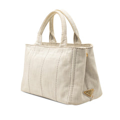 プラダ カナパ ミニ 三角ロゴプレート ハンドバッグ ショルダーバッグ 2WAY 1BG439 グレー キャンバス レディース PRADA 【中古】