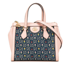 グッチ オフィディア フラワー刺繍 ハンドバッグ ショルダーバッグ 2WAY 547551 ピンク ネイビー マルチカラー レザー デニム レディース GUCCI 【中古】