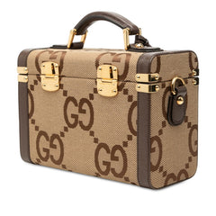 グッチ GGキャンバス ジャンボGG バニティバッグ トップハンドル ショルダーバッグ 2WAY 722181 ベージュ キャンバス レザー レディース GUCCI 中古