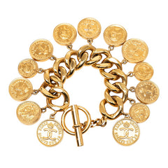 シャネル 31 RUE CAMBON カンボン ヴィンテージ コイン モチーフ ブレスレット ゴールド メッキ レディース CHANEL 【中古】