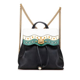 グッチ アニマリエ タイガーヘッド チェーン リュック バックパック 432266 ブラック グリーン ホワイト レザー レディース GUCCI 【中古】