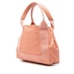バレンシアガ ネイビーカバス XS ハンドバッグ ショルダーバッグ 2WAY ピンク レザー キャンバス レディース BALENCIAGA 中古