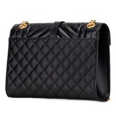 サンローラン YSLロゴ エンヴェロップ ミディアム チェーン ショルダーバッグ 600185 ブラック ゴールド レザー レディース SAINT LAURENT 【中古】