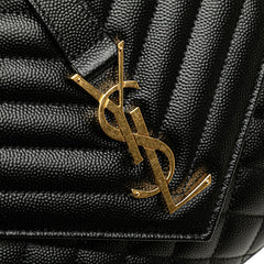 サンローラン YSLロゴ エンヴェロップ ミディアム チェーン ショルダーバッグ 600185 ブラック ゴールド レザー レディース SAINT LAURENT 【中古】