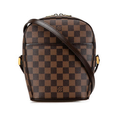 ルイ ヴィトン ダミエ イパネマPM 斜め掛け ショルダーバッグ N51294 ブラウン PVC レザー レディース LOUIS VUITTON 中古