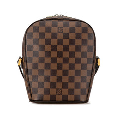 ルイ ヴィトン ダミエ イパネマPM 斜め掛け ショルダーバッグ N51294 ブラウン PVC レザー レディース LOUIS VUITTON 中古