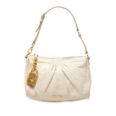 ミュウミュウ ハンドバッグ ベージュ レザー レディース MIUMIU 【中古】
