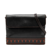 サンローラン Yカット ショルダーバッグ ブラック オレンジ レザー レディース SAINT LAURENT 中古