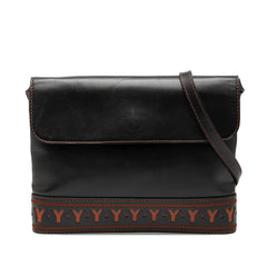 サンローラン Yカット ショルダーバッグ ブラック オレンジ レザー レディース SAINT LAURENT 中古